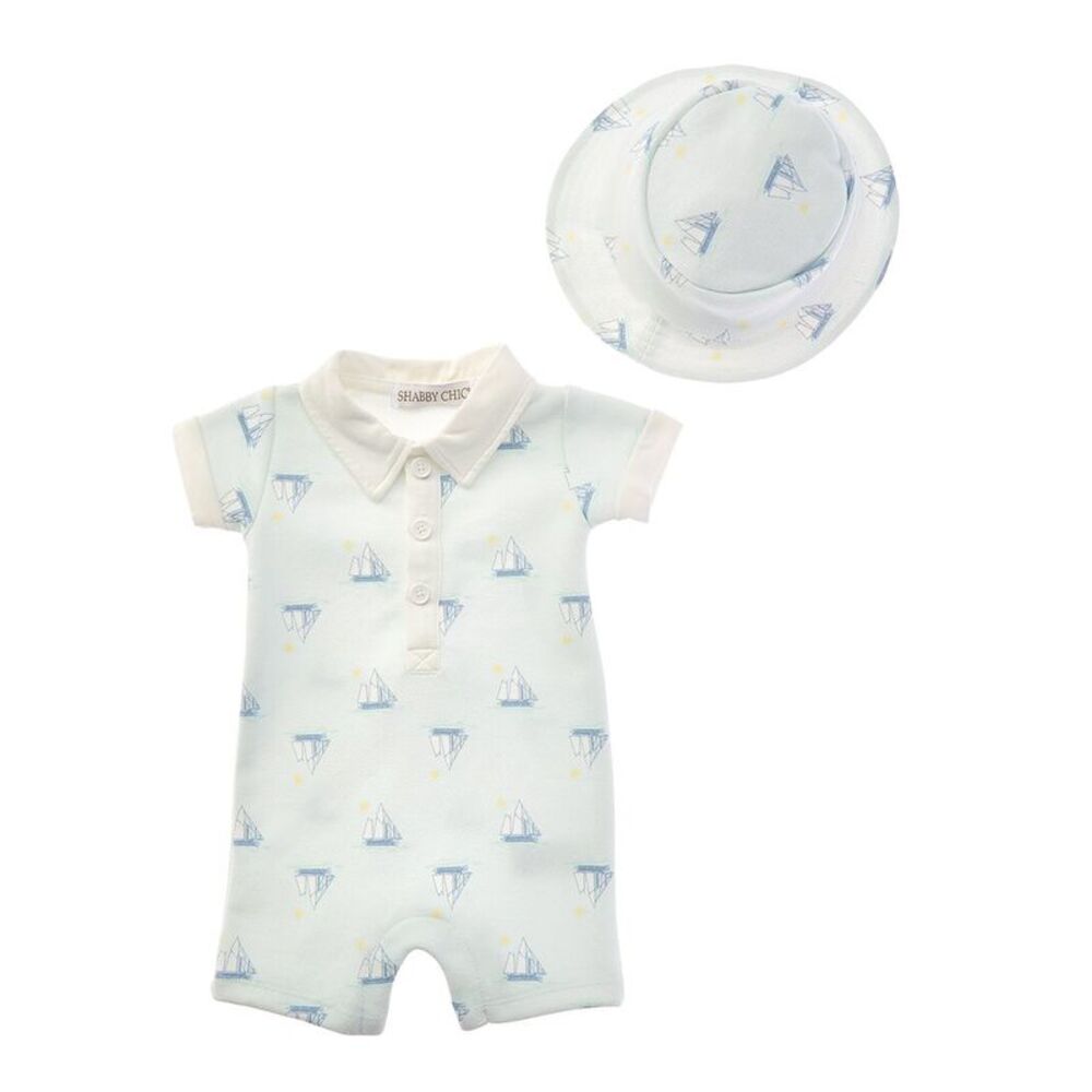 Shabby Chic Baby-Boys  2Pc Shortalls Set, White
